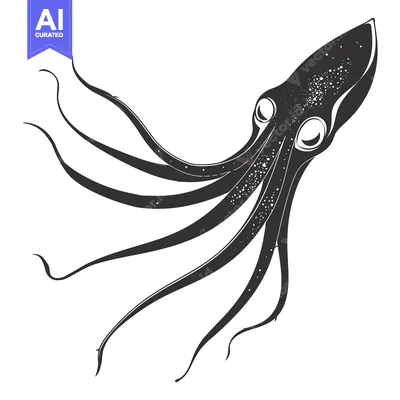 A Black and White Illustration of an Octopus with Eight Tentacles