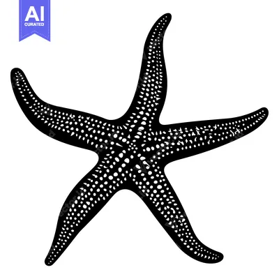 Aset desain premium: Black and White Starfish with Dotted Pattern