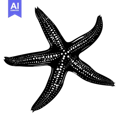 Popular premium asset: Black and White Illustration of a Starfish with a Dotted Pattern