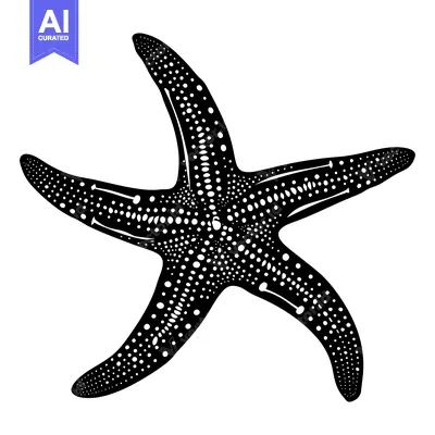 Aset premium populer: Black and White Starfish with Dotted Pattern