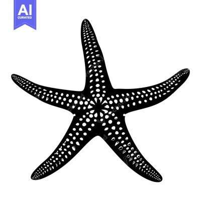 Black and White Starfish with White Dot Pattern