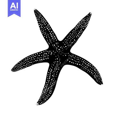 Popular premium asset: Black and White Illustration of a Starfish with White Dots