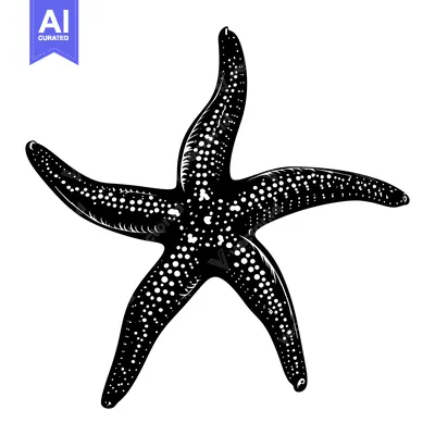 Aset premium populer: Black and White Illustration of a Starfish with Five Arms
