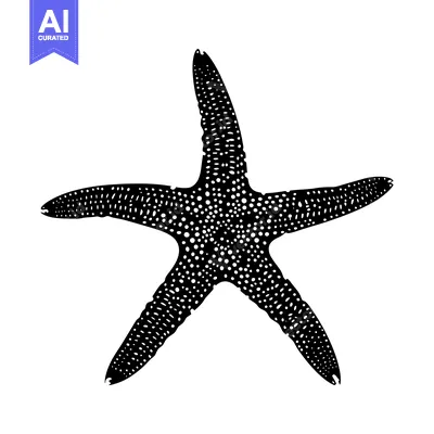 Aset desain premium: Black and White Illustration of a Starfish with a Dotted Pattern