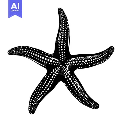 Aset desain premium: Black and White Starfish with White Dots