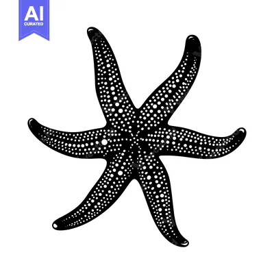 Black and White Illustration of a Starfish with White Dots