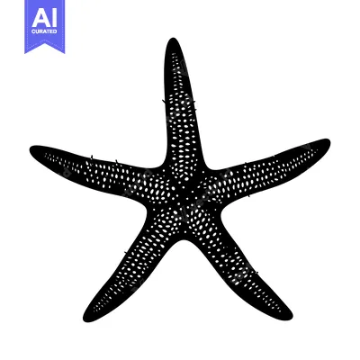 Black and White Silhouette of a Starfish with a Dotted Pattern