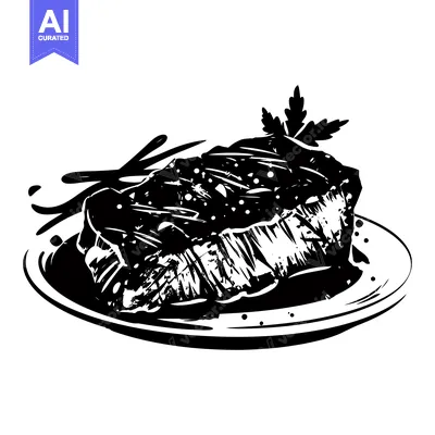 Aset desain premium: Grilled Steak with Herbs and Sauce on a Plate
