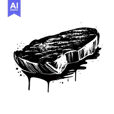 Aset premium populer: Black and White Illustration of a Grilled Steak with Dripping Juices