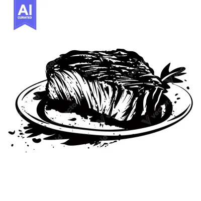 Popular premium asset: A Black and White Sketch of a Grilled Steak on a Plate