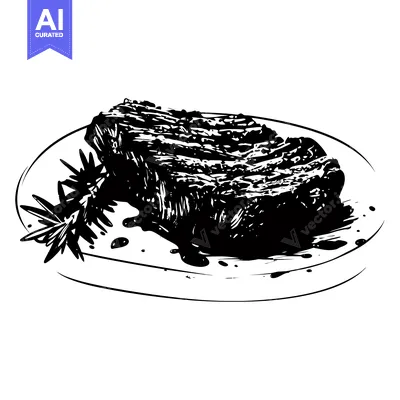 Popular premium asset: Grilled Steak with Rosemary and Gravy on a Plate