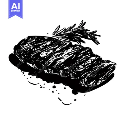 Popular premium asset: Hand-Drawn Black and White Illustration of a Grilled Steak with Rosema