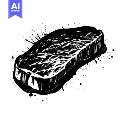 Aset premium populer: Black and White Ink Splatter Illustration of a Steak