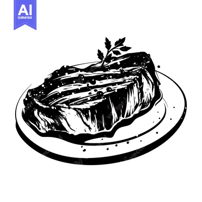 Premium design asset: Grilled Steak with Parsley on a Plate
