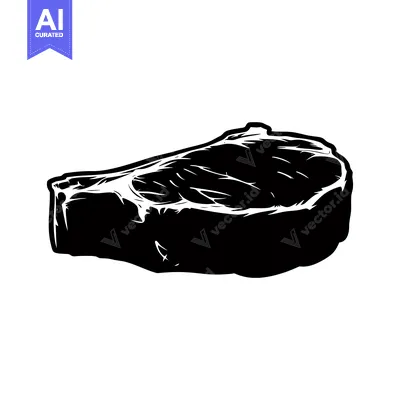 Aset desain premium: Black and white illustration of a beef steak