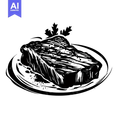 Aset desain premium: Grilled Steak with Parsley Garnish on a Plate
