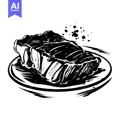 Popular premium asset: A Single Grilled Steak on a Plate with Ink Splashes