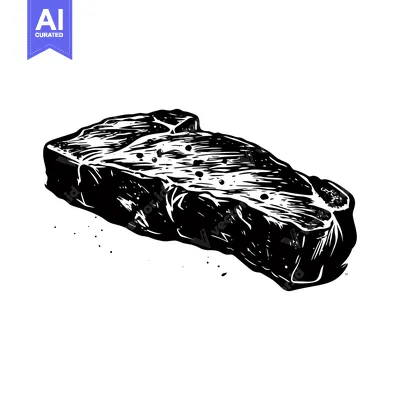 A Black and White Illustration of a Single Raw Steak