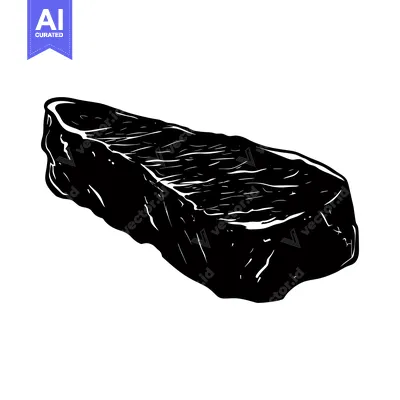 Aset desain premium: Black and White Illustration of a Single Steak