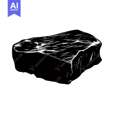 Aset desain premium: A Black and White Illustration of a Raw Steak