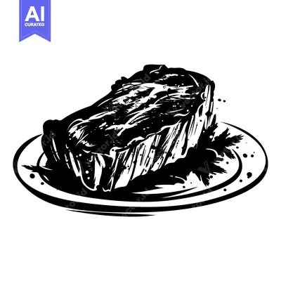 Popular premium asset: A Black and White Illustration of a Grilled Steak on a Plate