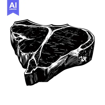 Popular premium asset: Black and White Line Drawing of a T-Bone Steak