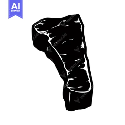 Aset desain premium: A Black and White Silhouette of a Single Steak