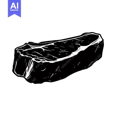 Black and White Illustration of a Single Steak