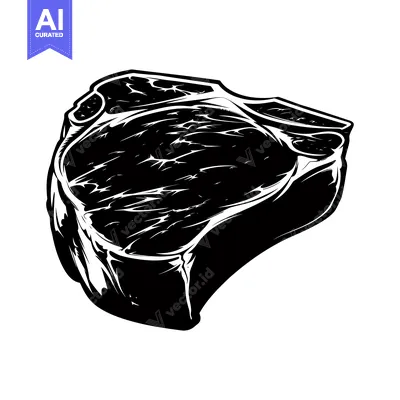 Black and White Illustration of a Raw Steak