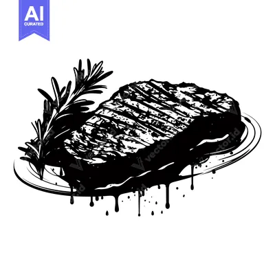 Dripping Juices of Grilled Steak with Rosemary Garnish