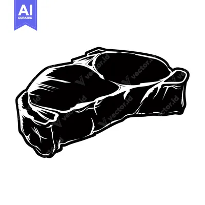 Premium design asset: Black and White Silhouette of a Cut of Meat