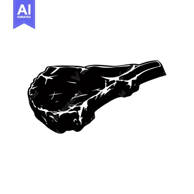 Aset premium populer: Black and White Silhouette of a Single Raw Beef Rib Steak