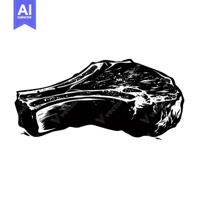 Black and White Illustration of a Raw Steak