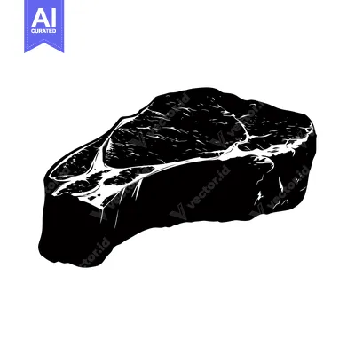 Aset premium populer: Black and White Silhouette of a Raw T-Bone Steak