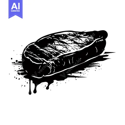 Black and White Silhouette of a Dripping Steak