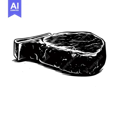 Black and White Illustration of a Single Steak