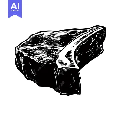 Premium design asset: Black and White Illustration of a T-Bone Steak