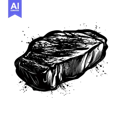Hand-drawn Illustration of a Grilled Steak with Splashes