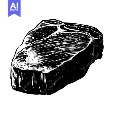 Aset premium populer: Black and White Illustration of a Beef Steak