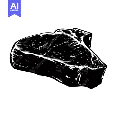Black and White Illustration of a Raw T-Bone Steak
