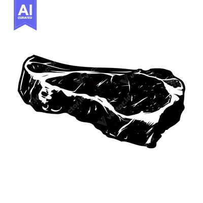 Aset premium populer: Black and White Illustration of a Raw Steak