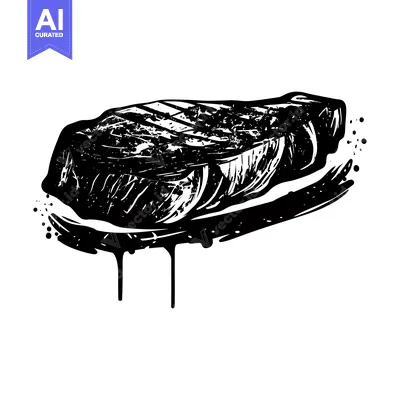 Aset premium populer: Black and White Illustration of a Grilled Steak with Dripping Grease
