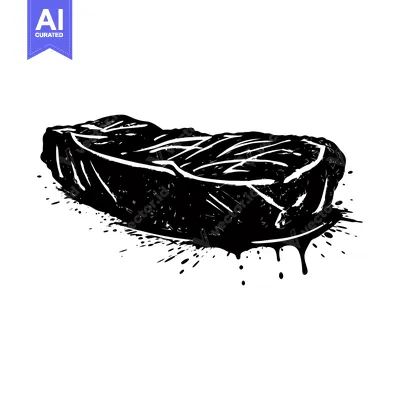 Black and White Illustration of a Dripping Steak