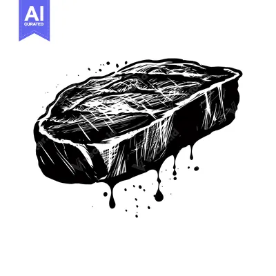 Black and White Illustration of a Dripping Steak