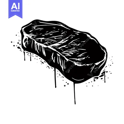 Popular premium asset: A Black and White Illustration of a Raw Steak with Dripping Juices