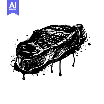 Black and White Illustration of a Dripping Steak
