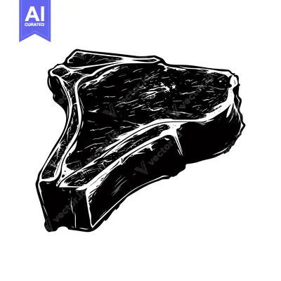Aset premium populer: Black and White Illustration of a Single Raw T-Bone Steak