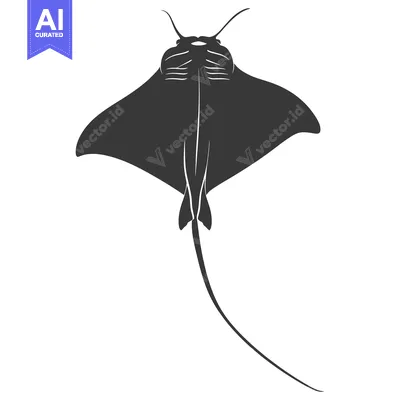Aset desain premium: Silhouette of a Manta Ray Swimming Upwards