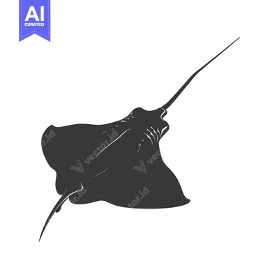 Popular premium asset: Black and White Silhouette of a Stingray