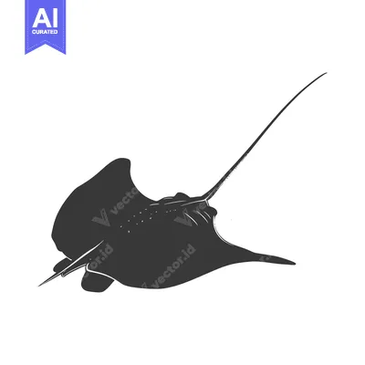 Black and white silhouette of a manta ray